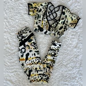 CLS Sportswear Custom Wild Cheetah Seamless Legging Sports Bra Top Set Small XS